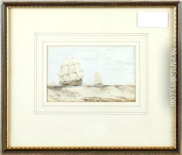 Two Ships In Full Sail Oil Painting - Thomas Goldsworth Dutton