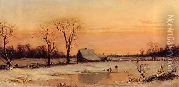 Winter Landscape Oil Painting - Alfred Thompson Bricher
