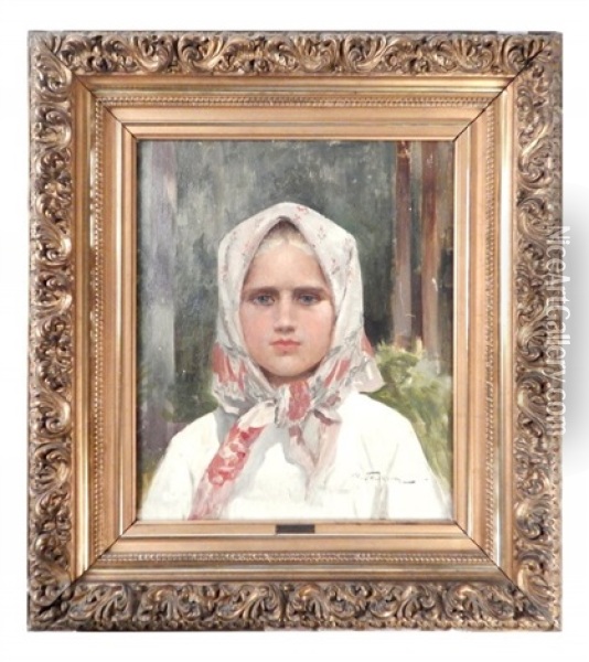 Portrait Of A Girl Oil Painting - Ilia Galkin