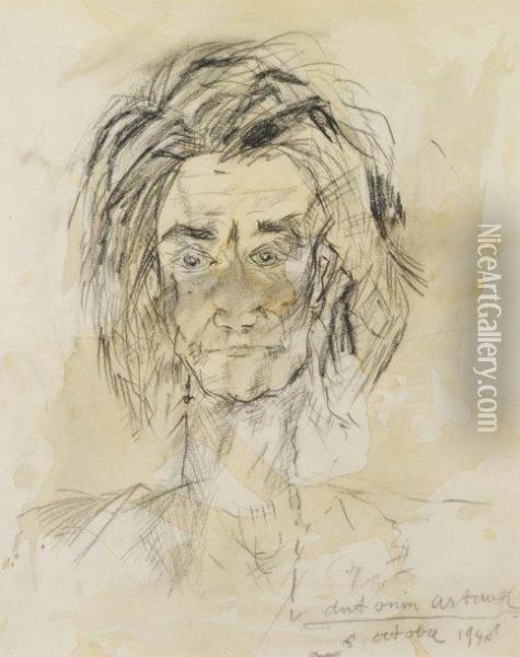 Autoportrait Oil Painting - Antonin Artaud