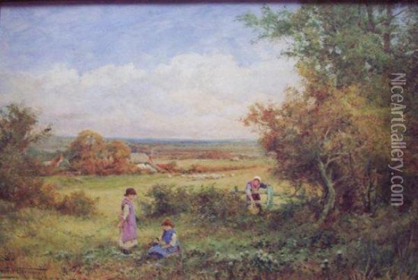 Children Picking Flowers Oil Painting - Henry John Sylvester Stannard