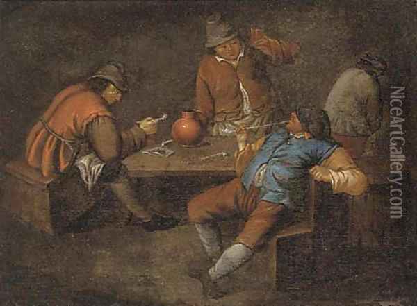 Boors smoking and drinking in a tavern Oil Painting - Egbert van, the Younger Heemskerck
