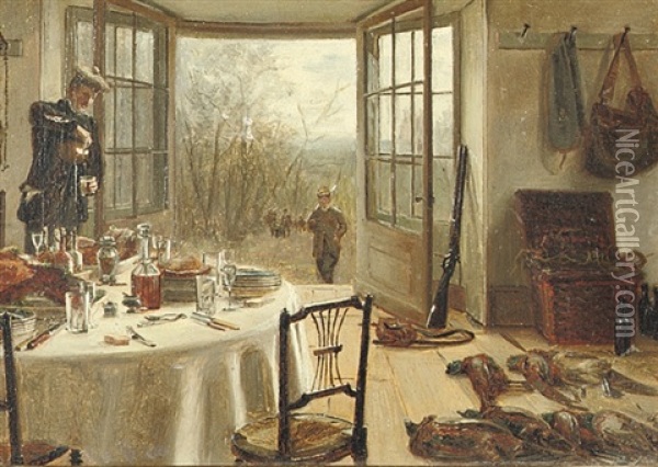 The Sportsman's Luncheon Oil Painting - Edith Hayllar