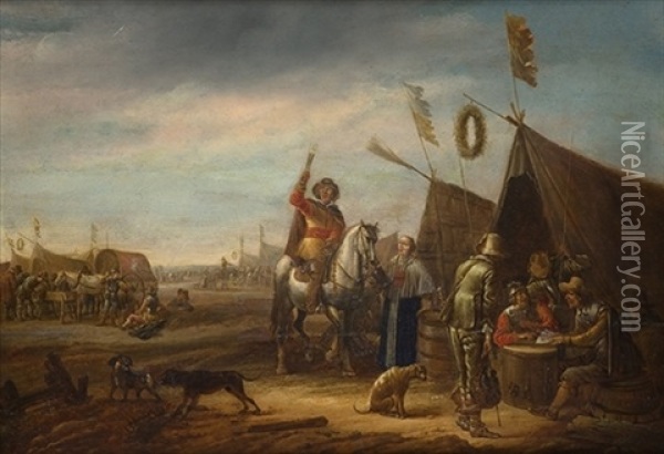 Escena De Campamento Oil Painting - Abraham van der Hoef