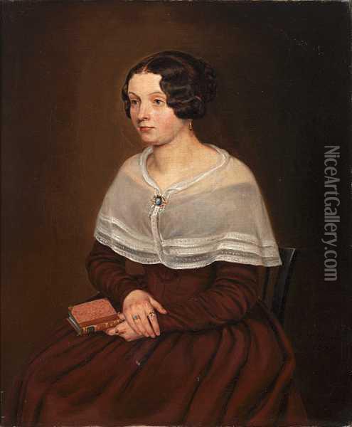 Portrett Av Caroline Dahl Oil Painting - Siegwald Johannes Dahl