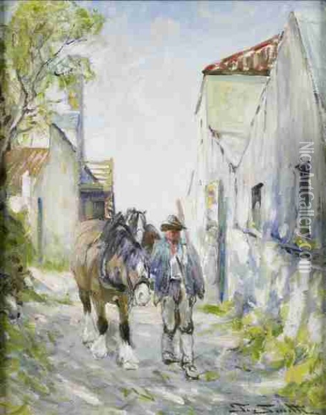 Home From The Fields Oil Painting - George Smith