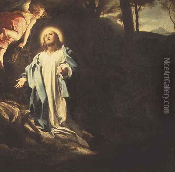 Christ in the Garden of Gethsemane Oil Painting - Antonio Allegri da Correggio