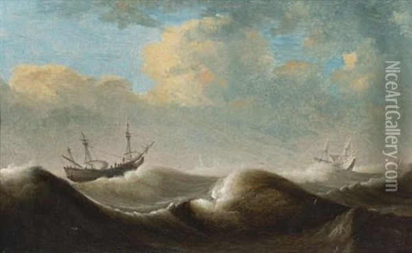 Shipping In Choppy Seas Oil Painting - Pieter Mulier the Elder