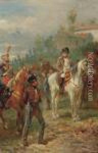 Napoleon And His Troops; And The First Duke Of Marlborough Oil Painting - Robert Alexander Hillingford