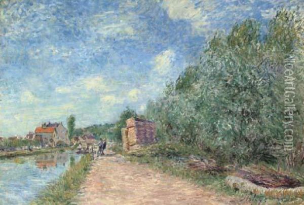 Canal Du Loing - Chemin De Halage Oil Painting - Alfred Sisley