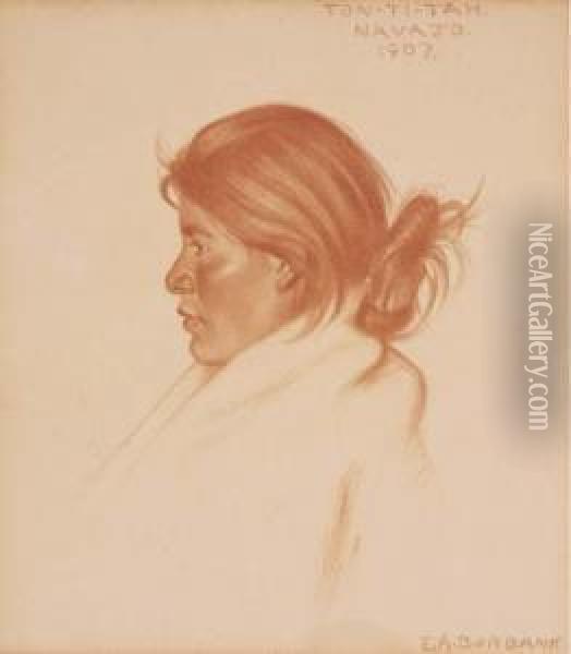Ton-ti-tah, Navajo Oil Painting - Elbridge Ayer Burbank
