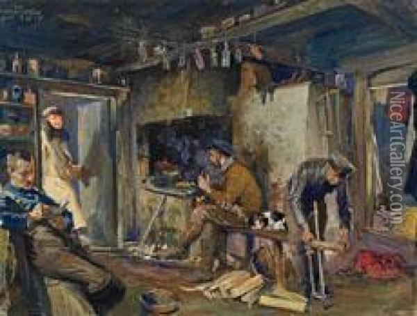 Deutsche Soldaten In Einer Bauernstube Oil Painting - Felix Schwormstadt