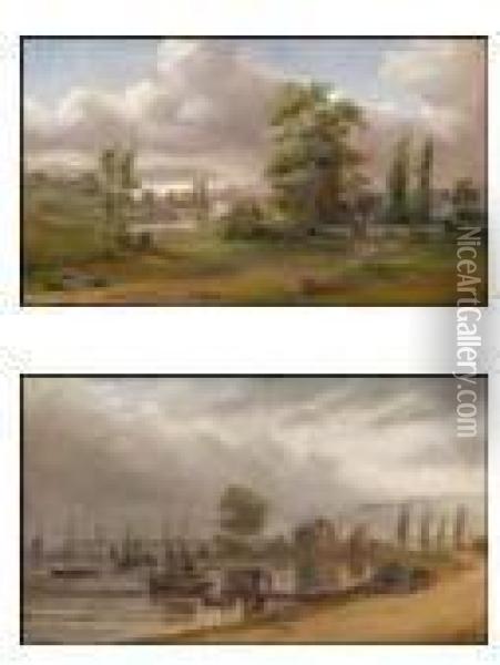 Two Works Oil Painting - Joseph Julius Humme