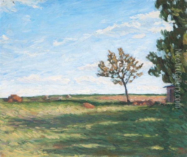 Flache Landschaft Oil Painting - August Haake