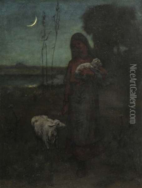 Shepherdess Oil Painting - Elliot Daingerfield