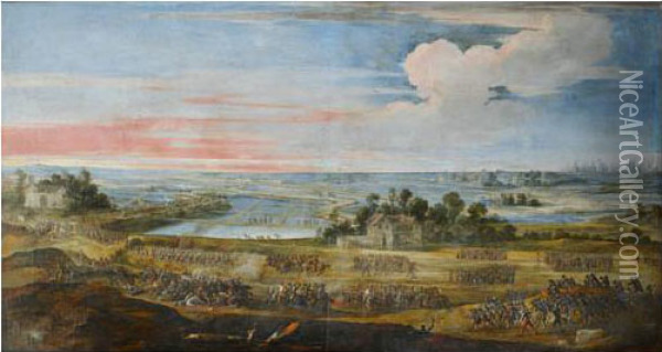La Defaite Des Anglais En L'ile De Re Par L'armee Francaise Le 8 Novembre 1627 Oil Painting - Laurent De La Hyre