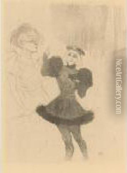 Lender Et Lavalliere (d. 164; A. 133; W. 109; Adr. 118) Oil Painting - Henri De Toulouse-Lautrec