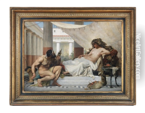 Hercule Aux Pieds D'omphale Oil Painting - Edouard Joseph Dantan