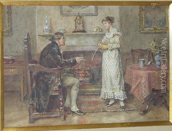 By The Fire Oil Painting - George Goodwin Kilburne