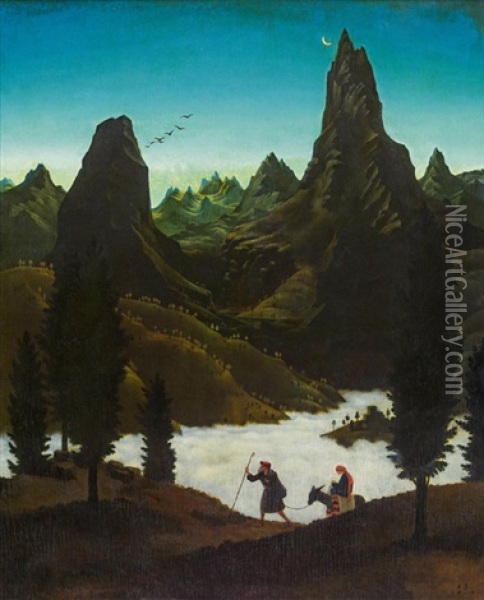 Flucht Nach Agypten (1. Fassung) Oil Painting - Franz Sedlacek