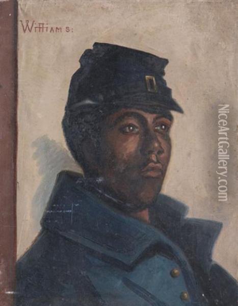 American, - Portrait Of A Soldier,1882 Oil Painting - Dwight Williams