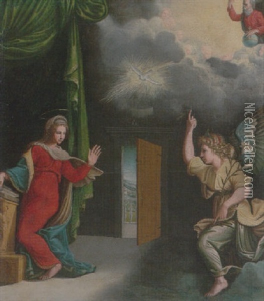 The Annunciation Oil Painting -  Girolamo da Carpi
