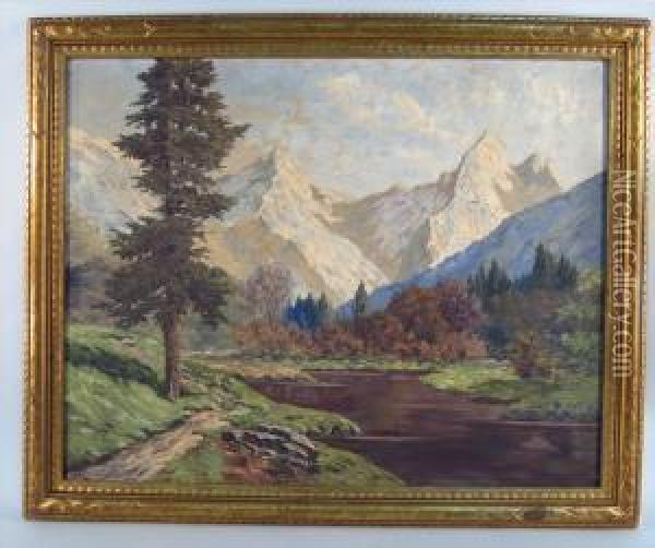 Mountain Landscape With River Oil Painting - Edgar Alwin Payne