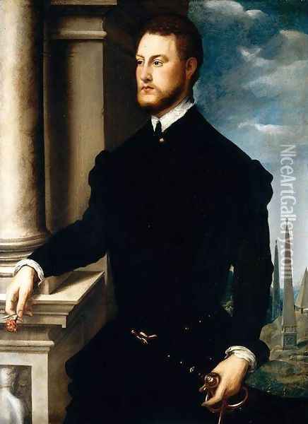 Portrait of a Young Bearded Gentleman Oil Painting - Jan Steven van Calcar