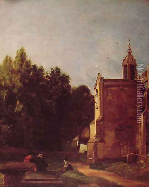 A Church Porch Oil Painting - John Constable