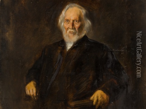 Portrait Study Of Legal Adviser Bamberger Oil Painting - Franz Seraph von Lenbach