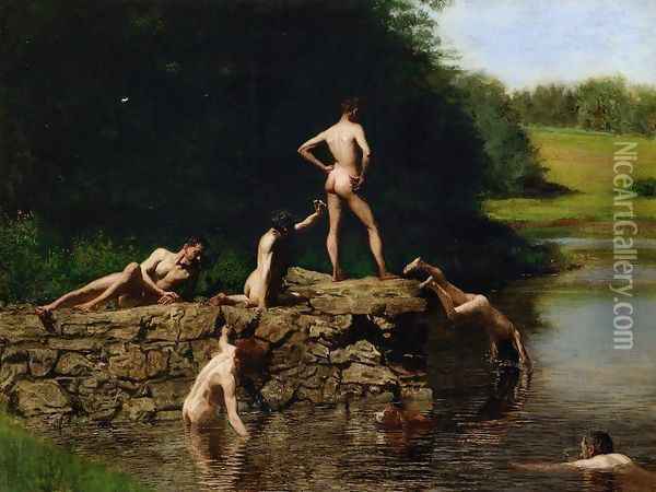 Swimming Oil Painting - Thomas Cowperthwait Eakins