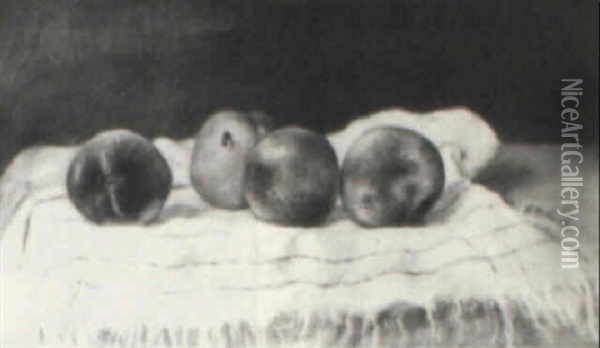 Apples On A Tablecloth Oil Painting - Daniel F. Wentworth