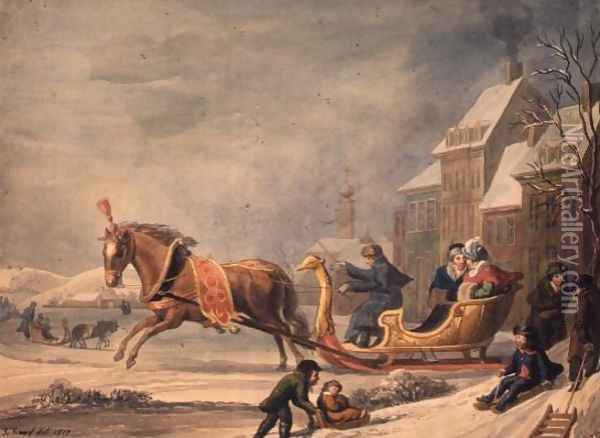 Winter in Germany, 1817 Oil Painting - George the Elder Scharf