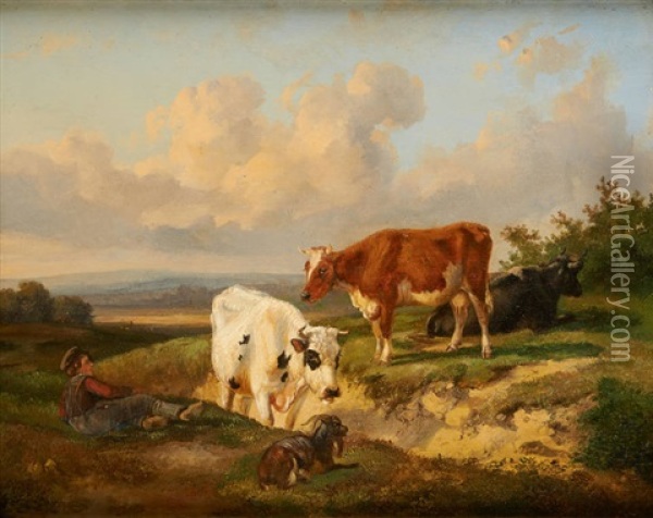 Vacher Se Reposant Oil Painting - Dirk Van Lokhorst