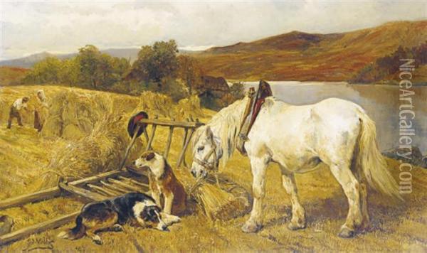 Harvesting In The Highlands Oil Painting - John Sargent Noble