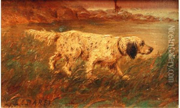 Chien A L'affut. Oil Painting - Louis Darey