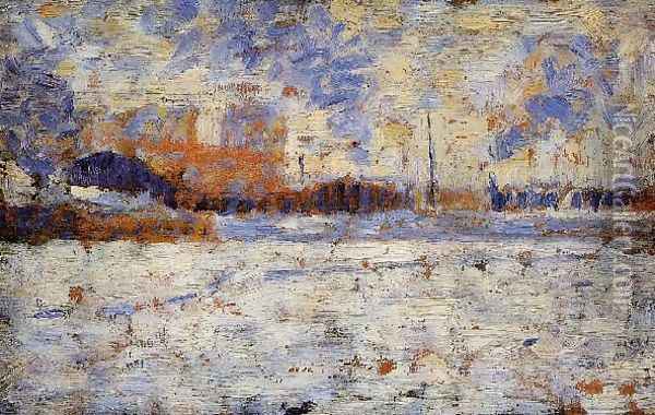 Snow Effect Winter In The Suburbs Oil Painting - Georges Seurat