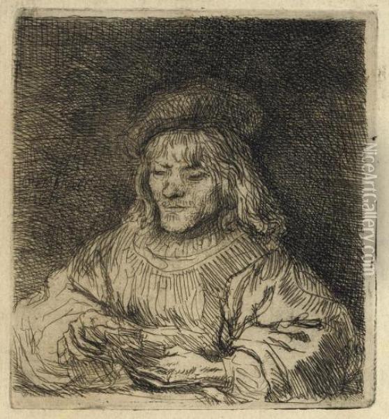 The Card Player (b., Holl. 136; H. 190) Oil Painting - Rembrandt Van Rijn