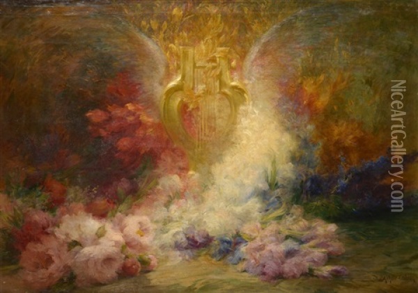 Grande Composition Aux Fleurs Oil Painting - Achille Theodore Cesbron