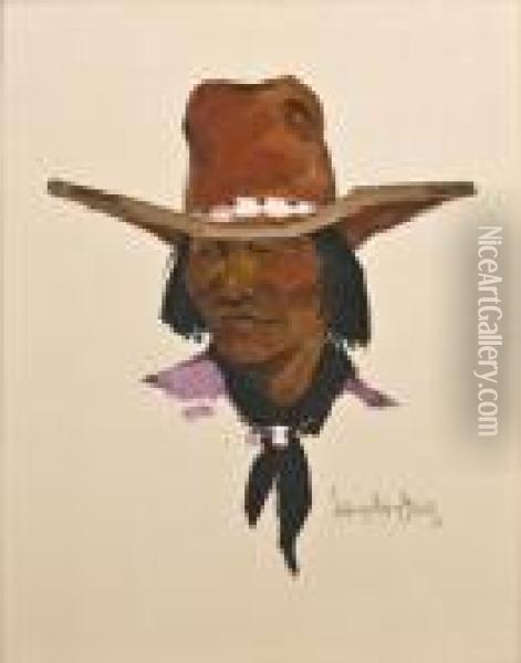 Portrait Of A Native American Man Oil Painting - Laverne Nelson Black