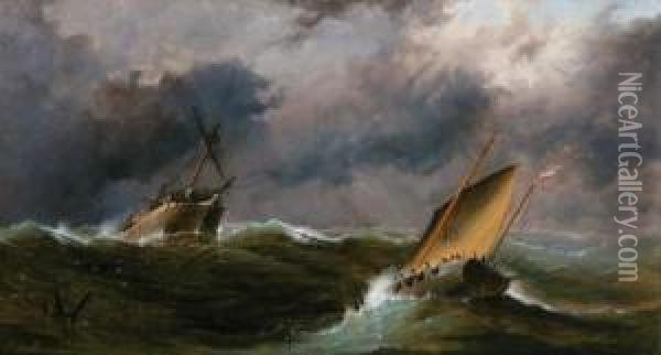 Ramsgate Pilot To The Rescue Oil Painting - H. Forrest