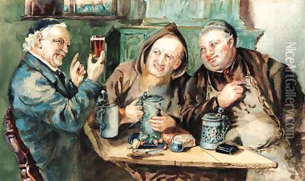 In the tavern Oil Painting - Eduard Von Grutzner