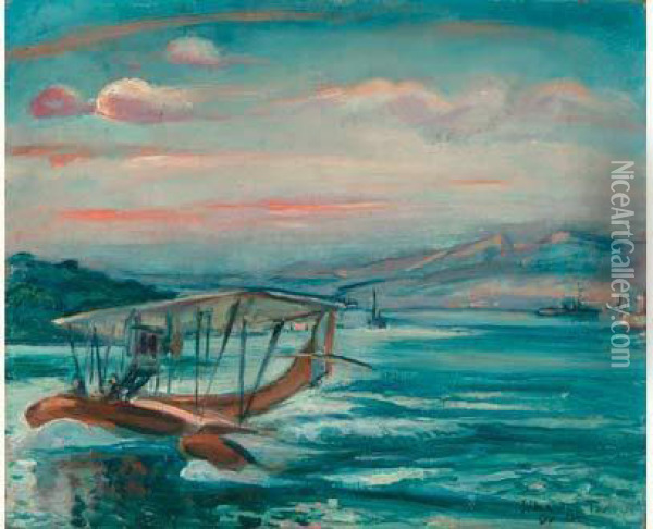 Marine Et Hydravion, Saint-mandrier, Toulon  Oil Painting - Emile-Othon Friesz