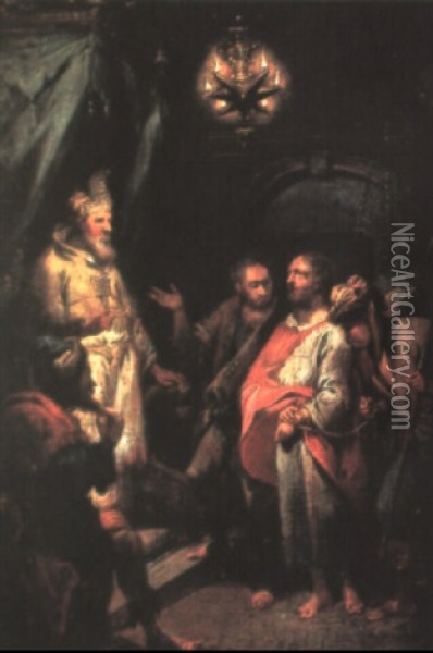 Christus Vor Kaiphas Oil Painting - Johann Conrad Seekatz