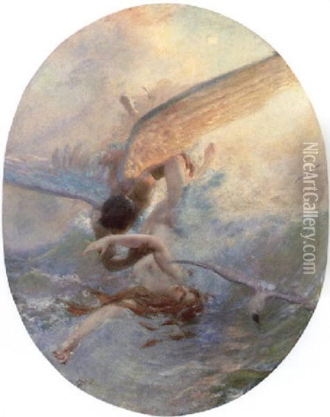 The Greeting Of The Wind And Waves Oil Painting - Benes (Benesch) Knuepfer