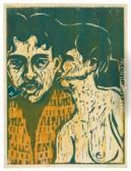 Maler Und Modell - Dichter Und Weib Oil Painting - Ernst Ludwig Kirchner
