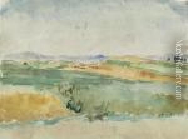 Landschaft. Oil Painting - Albert Anker