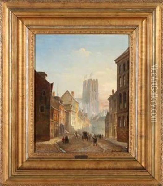 Franzosische Altstadtgasse Oil Painting - Franz Stegmann