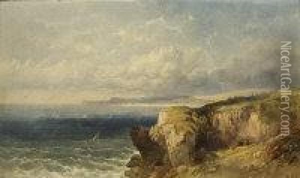 Figures On A Cliff, Looking Out To Sea Oil Painting - Joseph Horlor