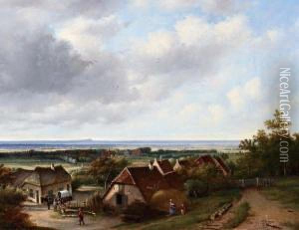 Boerderijen In Zomers Landschap Oil Painting - George Pieter Westenberg